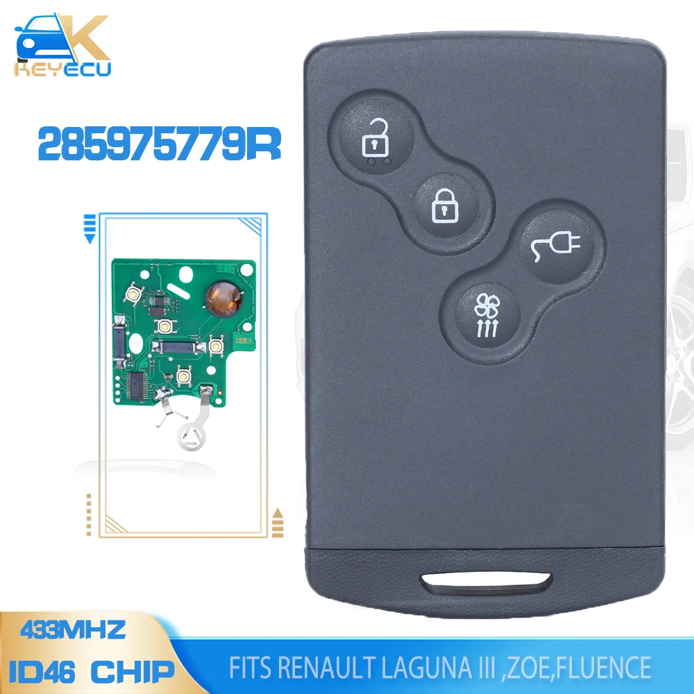 

KEYECU 285975779R умный дистанционный ключ FSK 433,92 МГц Fob для Renault Laguna III ,ZOE,Fluence , Megane III, Scenic, Grand Scenic