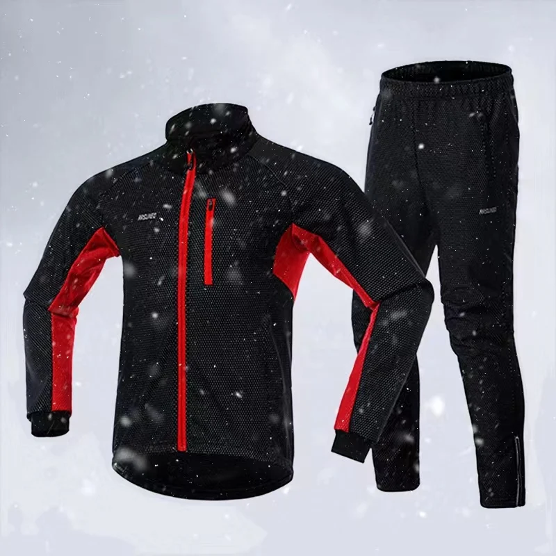 Arsuxeo Cycling Winter Bike Jacket Man Reflective Thermal Windproof Coats Windbreaker Fleece Warm Clothing MTB Bicycle Jacket