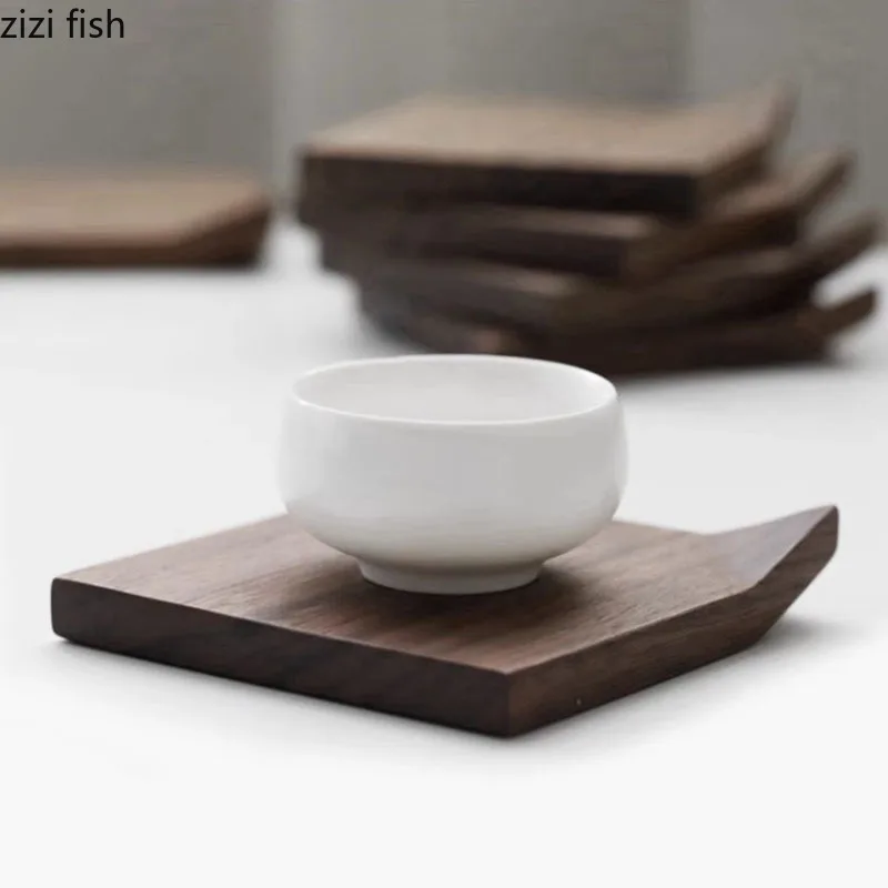 Creative Angled Wooden Sushi Plate Black Walnut Wood Dim Sum Plate Dessert Molecular Gastronomy Specialty Tableware