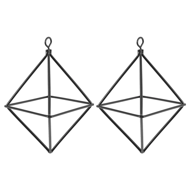 

2X Freestanding Hanging Planters Geometric Swing Wrought Iron Tillandsia Air Plants Holder Triangular Shaped Rack
