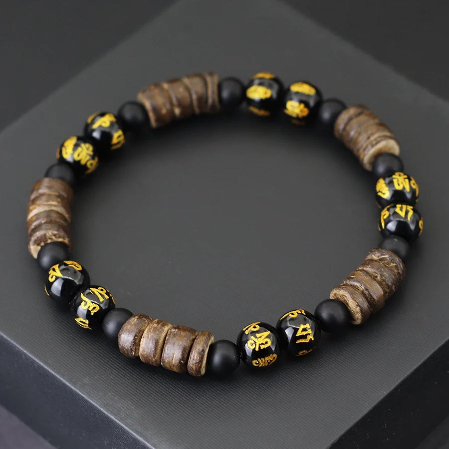 Natural Coconut Husk Beads Wooden Bracelet for Men