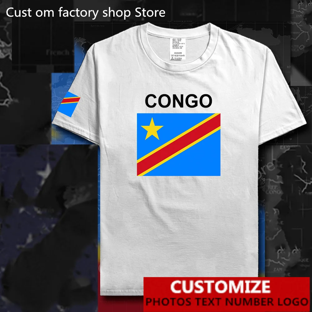 Dr Congo Country Flag T Shirt Free Custom Jersey Nome Fai Da Te Numero Logo 100% Cotone T-Shirt Uomo Donna T-Shirt Casual Allentata