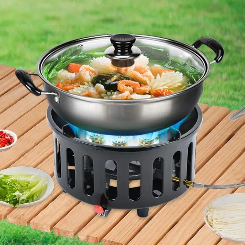21000W 9-Core Camping Gas Stove High-Power Burner Picnic Outdoor Stove Windproof Electronic Ignition Camping Equipment