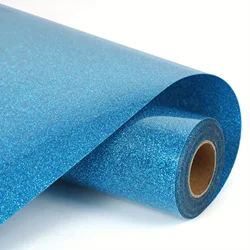 Glitter Heat Transfer Vinyl - Easy Cut & Weed Iron - on - 30.48cmx91cm (Glitter sky blue)