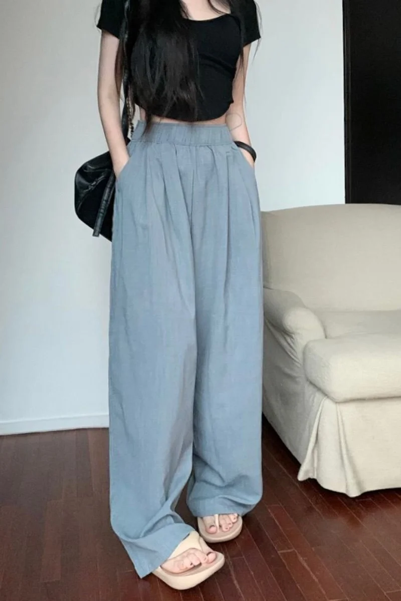 High Waist Straight Casual Pants For Women 2023 Summer Loose Yamamoto Wide Leg Pants Show Slim