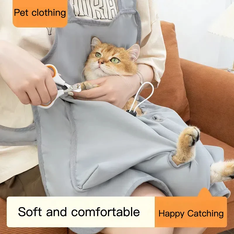 Cat Grooming Kit, Anti Adhesive Fur Apron, Pet Nail Cutting Tool, Portable Outdoor Bib