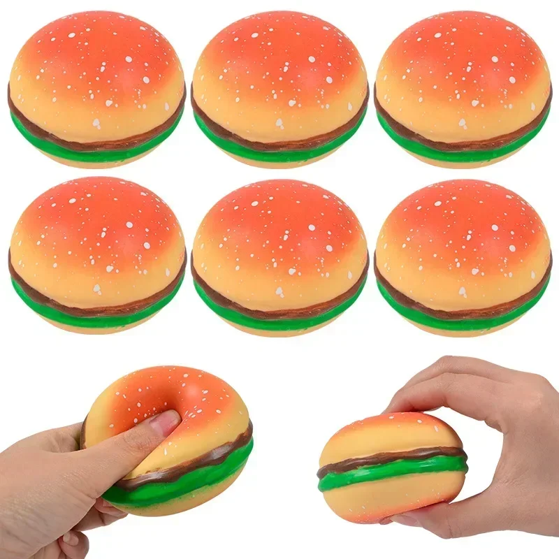 NEW Burger Stress Ball 3D Squishy Hamburger Fidget Toys Silicone Decompression Silicone Squeeze Ball Fidget Sensory Toy 3
