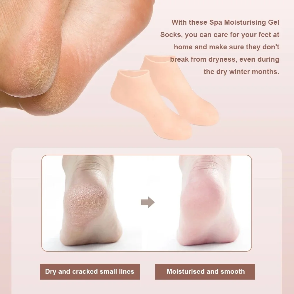 1Pair Reusable Silicone Foot Care Socks Moistrizing Spa Gel Gloves Exfoliating Moisturizing Anti Dry Cracked Plantar Hand Care T 3