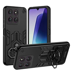 Shockproof Armor Protective Case with Metal Ring Kickstand - Motorola Edge 60 Neo (Black)