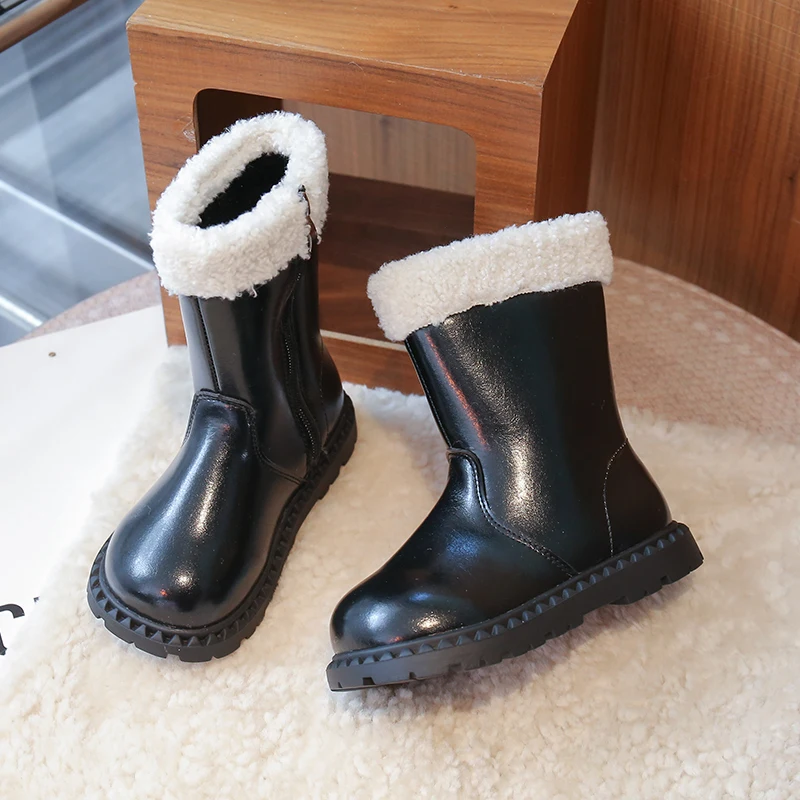 Girls Winter Fleece Boots Breathable Non Slip School Shoes