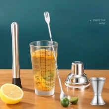 Glass Scheck Cup Lemon Milk Tea Shop Special Hand Shaker Shaker Set with Graduated Shaker Tool