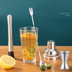 Glass Scheck Cup Lemon Milk Tea Shop Special Hand Shaker Shaker Set with Graduated Shaker Tool