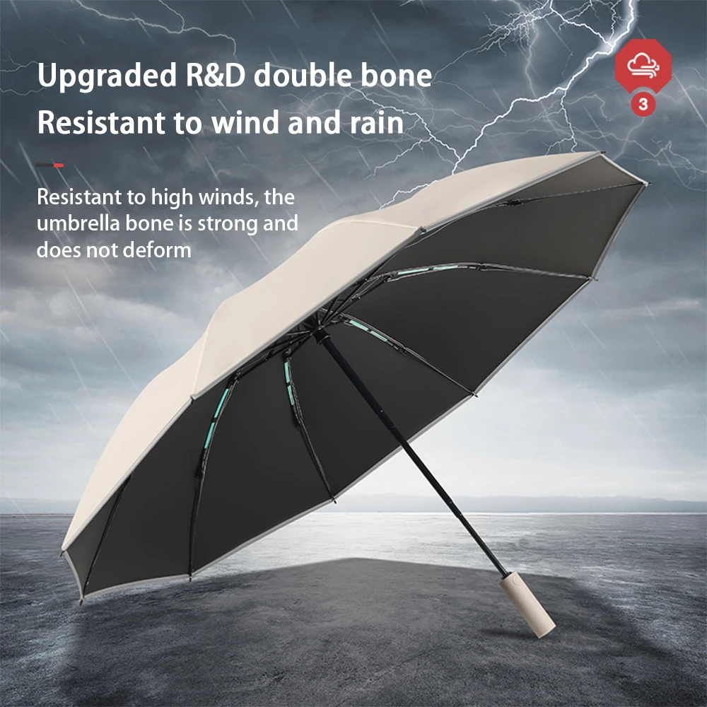 Reflective Umbrellas Reverse Three Fold 20 Bone Automatic Sunshade Sunscreen Rain Umbrella Strong Wind Resistance