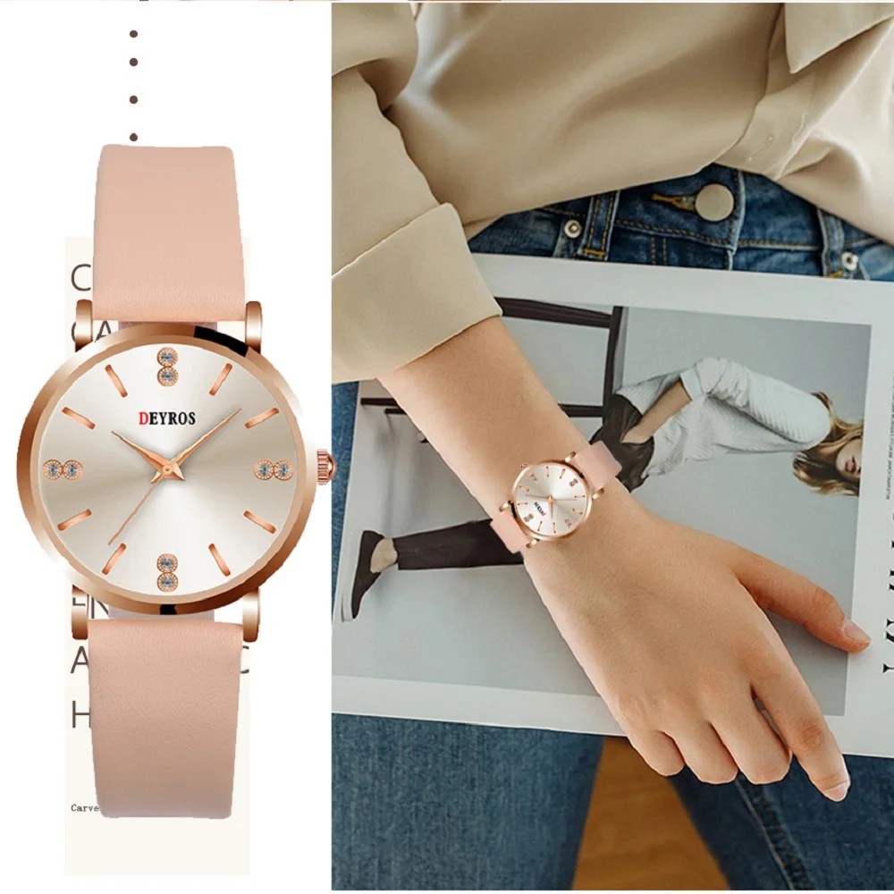 

Korea Watch for women Female Fashion Pink Quartz Watches Buckle Diamond Clock Gift Casual Wristwatches Relogio Feminino Damenuhr