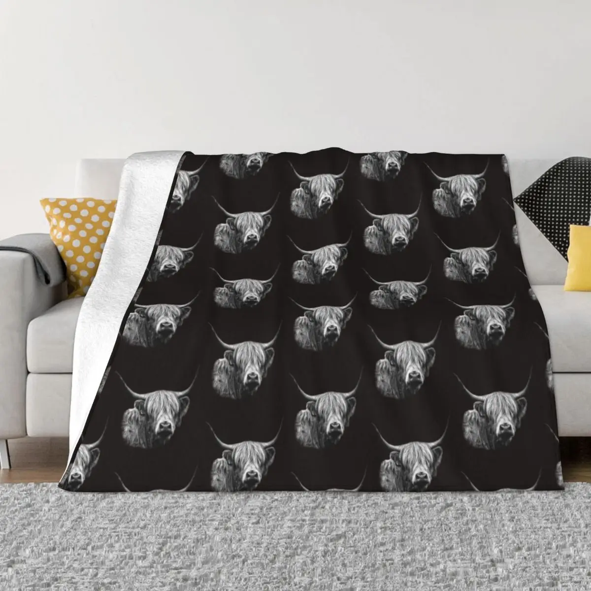 

Highland Cow Portrait Throw Blanket Nap christmas gifts Stuffeds Decorative Throw Sofa Quilt Blankets