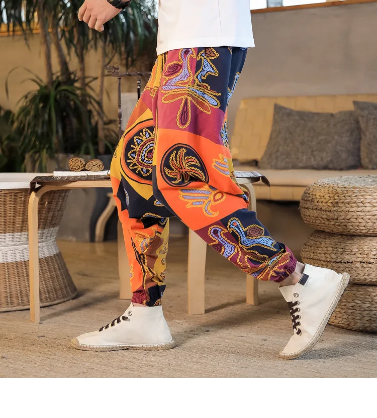 2022 Summer Mens Baggy Cross Pants Men Women Hip-hop Print Wide Leg Pants Male Casual Vintage Long Trousers mens harem joggers