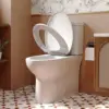 Piece Elongated Toilet Comfort Height ADA Single Flush TORNADO FLUSH Toilet  Rough In with Left-hand Trip Lever White 1