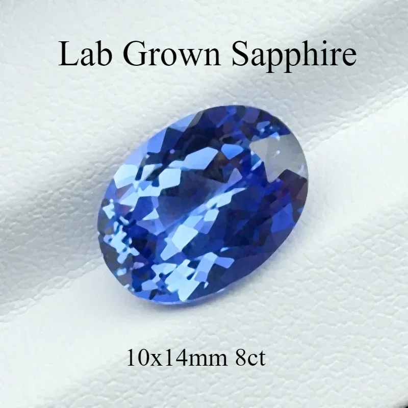 Lab Grown Sapphire Cornflower Color Oval Cut 10x14mm 8ct VVS1 Gemstone for Diy Jewelry Making AGL Certificate