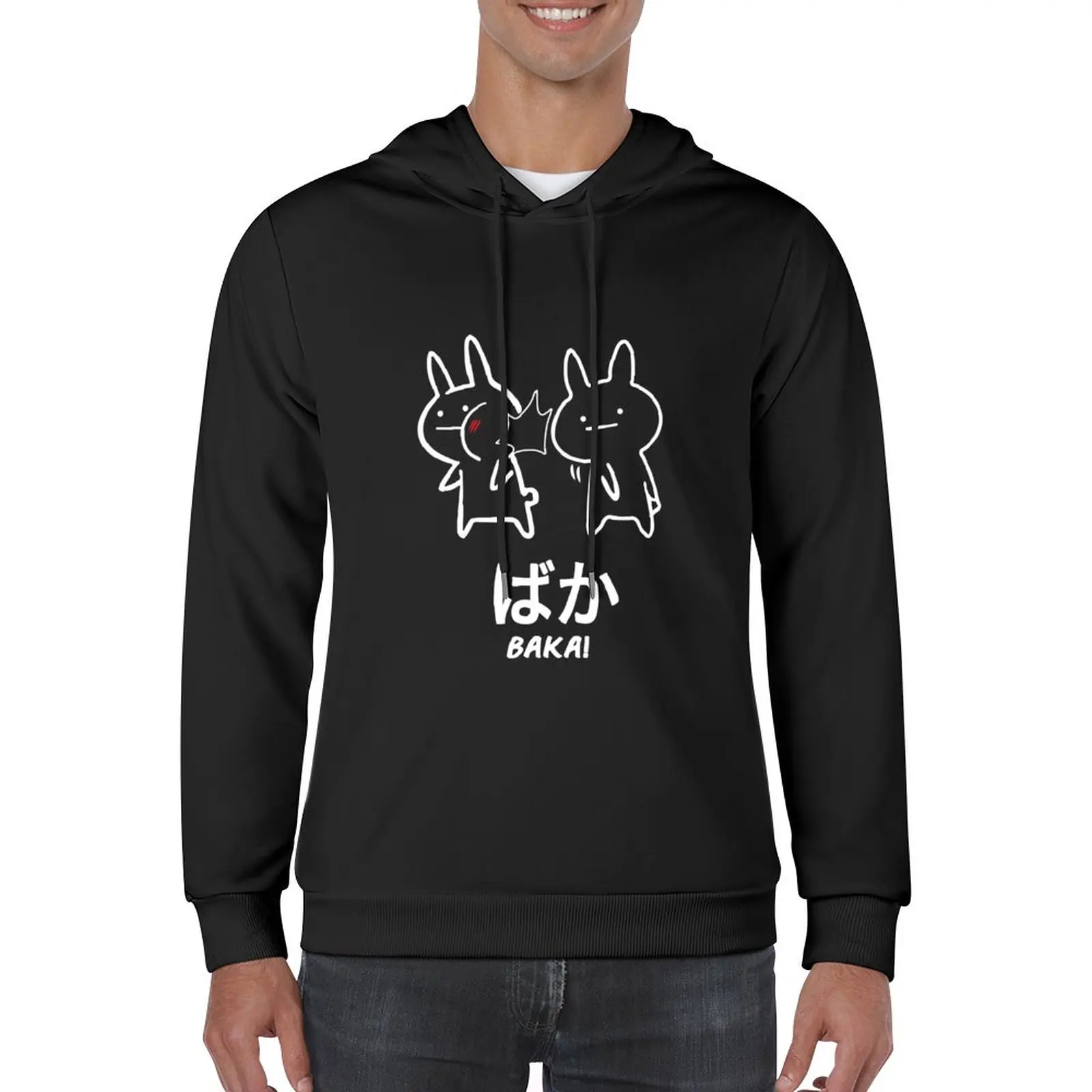 

New Funny Anime Baka Rabbit Slap Black T-shirt Pullover Hoodie autumn clothes mens clothing essentials oversized hoodie