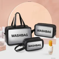 1pc Black Transparent Portable Women Travel Wash Bag