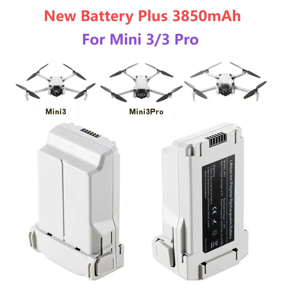 Batterie Haute Capacité Mini 3 - 27 min Vol, 3850mAh