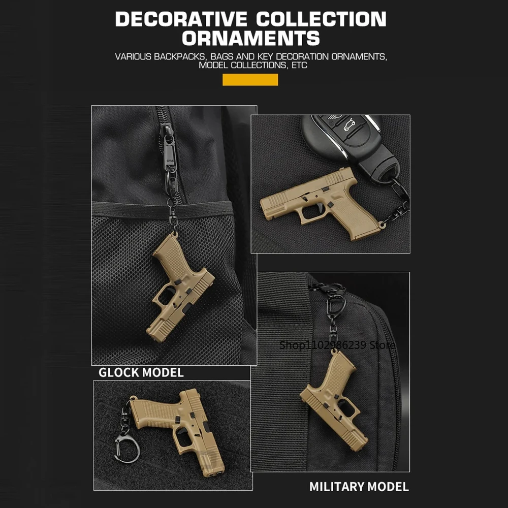 Mini Tactical Pistol Shape Car Keychain for Men Portable Detachable Keyring Realistic Model Toy Bag Accessories