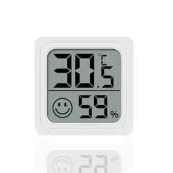 Compact Digital LCD Thermometer & Hygrometer for Indoor Temperature and Humidity Monitoring (White 1pc)