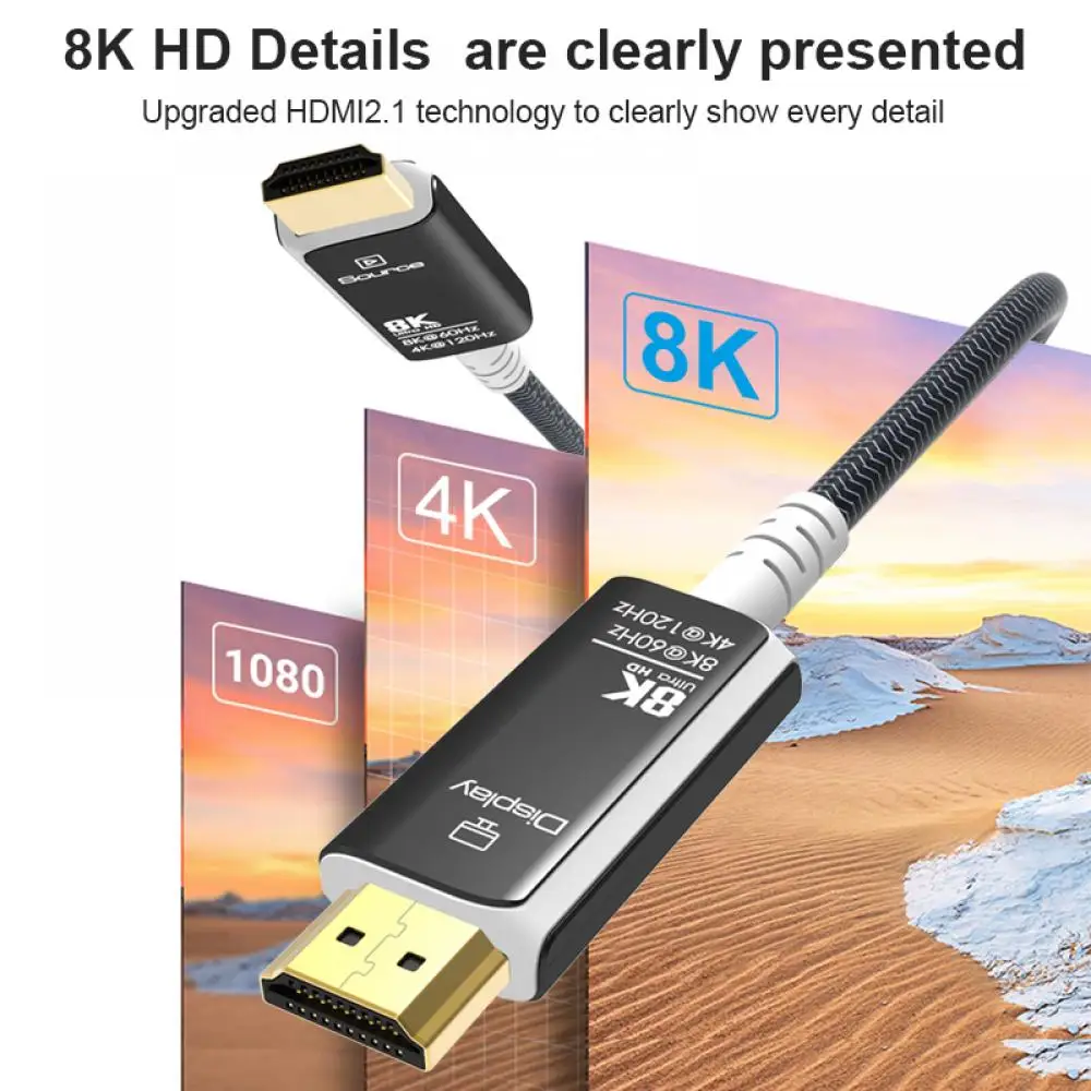 ǻ HDTV PS5   ̺, 8K HDMI 2.1 ̺, 8K 60Hz, 4K 120Hz, 2K 165Hz, eARC HDR HDCP ȣȯ ̺, 48Gbps