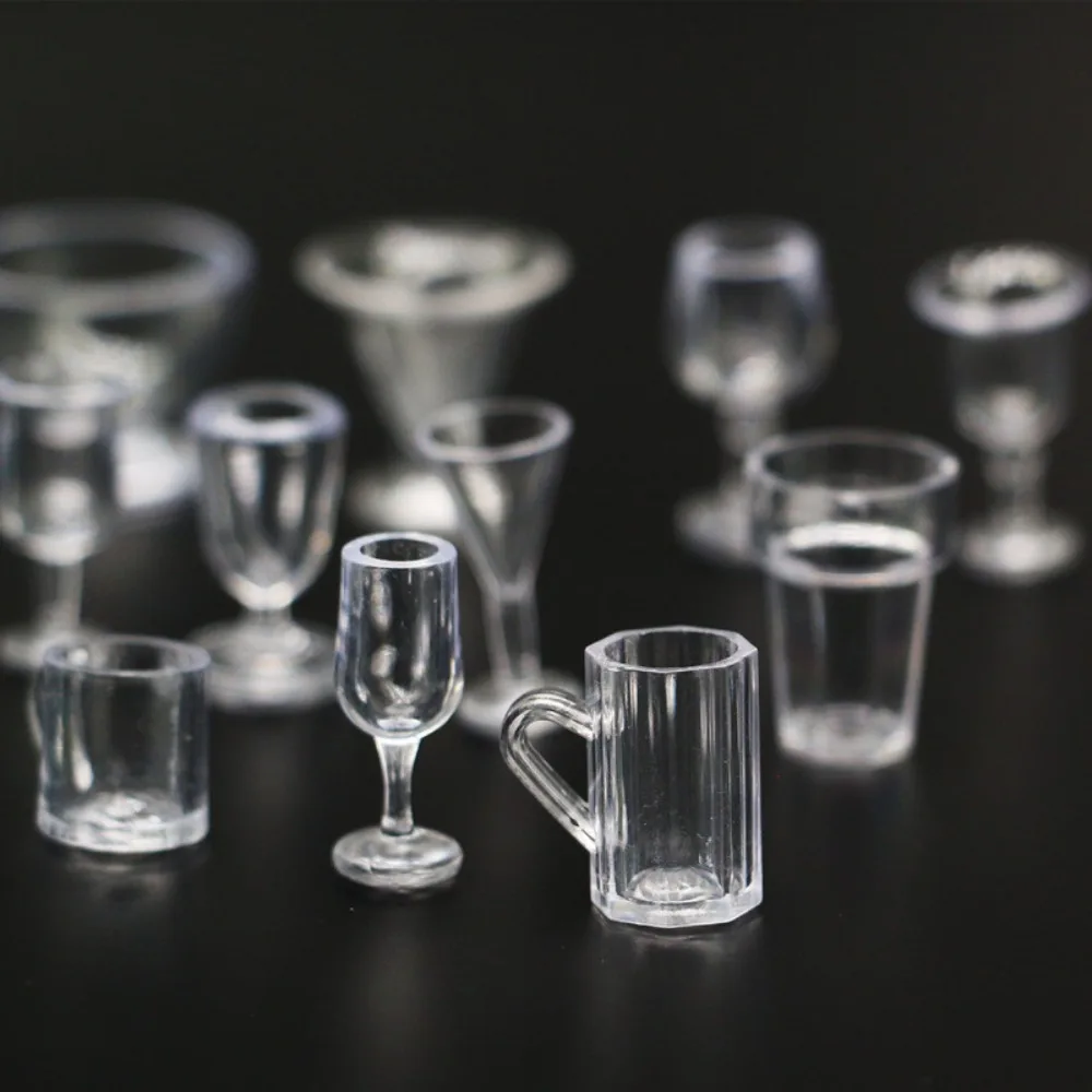 10Pcs/Set Simulation 1:12 Dollhouse Furniture Water Cup Red Wine Glass Dollhouse Wine Glass Funny DIY Craft