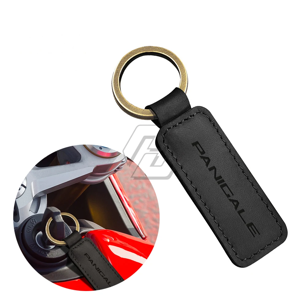 

For Ducati 899 959 1099 1199 1299 Panigale V4 Motorcycle Cowhide Keychain Key Ring