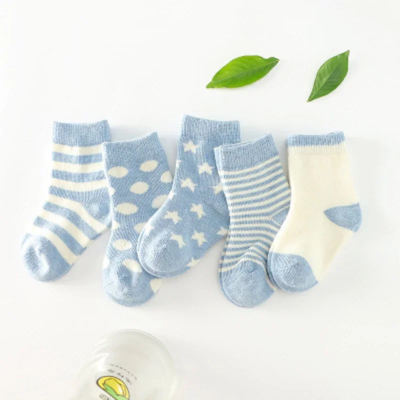 5pairs/set Autumn and Winter Children's Striped Cotton Tube Socks