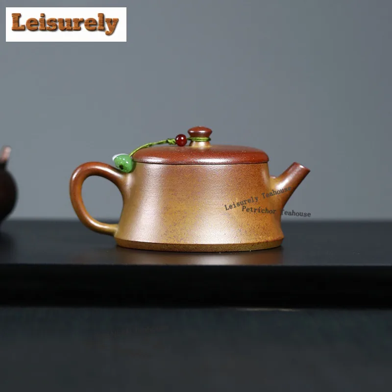 150ml Yixing Purple Clay Teapots Handmade Stone Scoop Pot Raw Ore Gold Section Mud Tea Infuser Kettle With Strainer Zisha Teaset