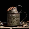 Retro Handle Cup Vase Drinkware Wrought Iron Flower Bucket Vintage English Printing Home Decor Gourmet Photography Props 4