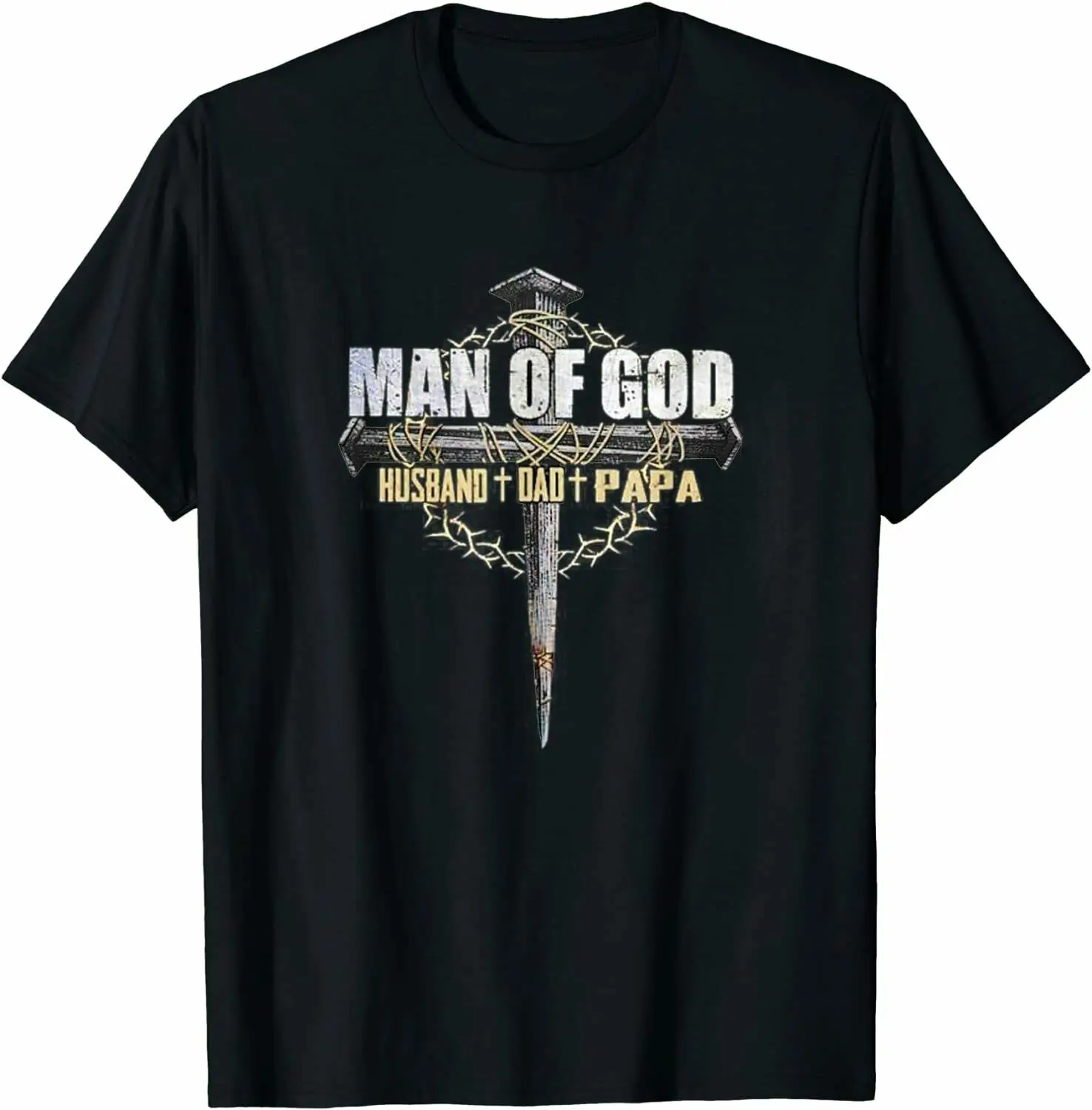 

Man of God Husband Dad Papa Funny Christians Father's Day Gift T-Shirt. Summer Cotton O-Neck Short Sleeve Mens T Shirt New S-3XL