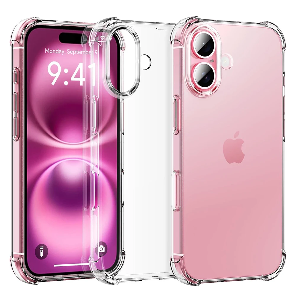 כיסוי רך מסיליקון לטלפון נגד זעזועים עבור iPhone 17 16 15 14 13 12 11 Pro Max Plus כיסוי אחורי שקוף דק מאוד TPU מגן יוקרתי