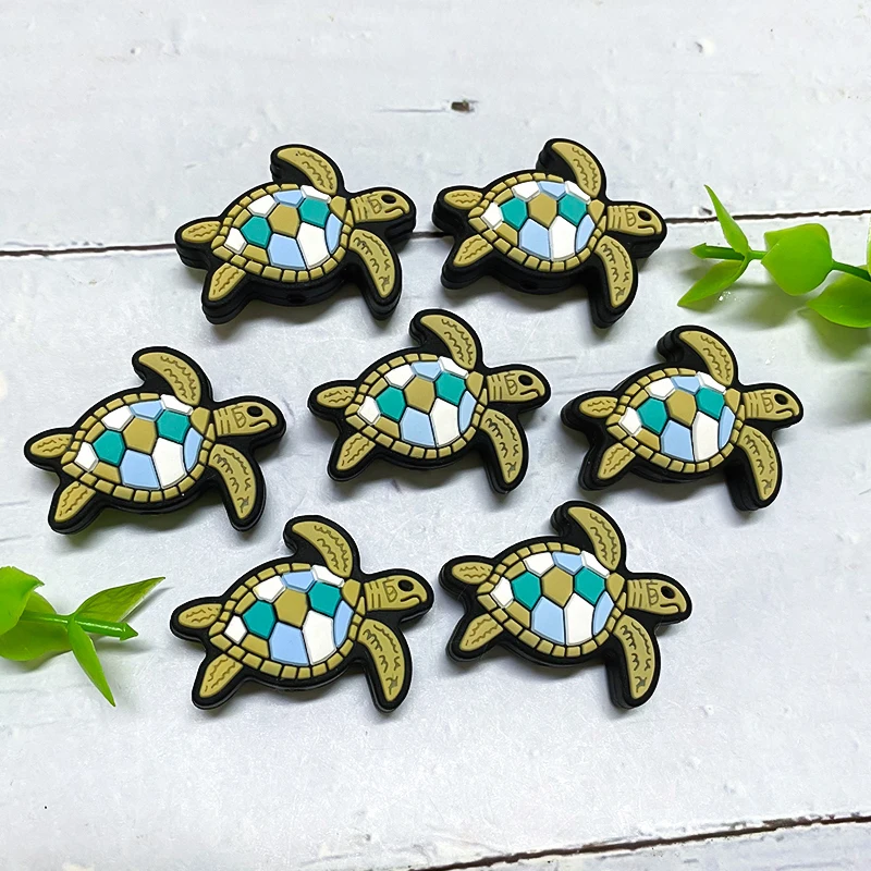 10pcs Lovable Tortoise Silicone Beads Silicone Cartoon Animal Food grade DIY Baby Pacifier Chain Accessories Baby Toys