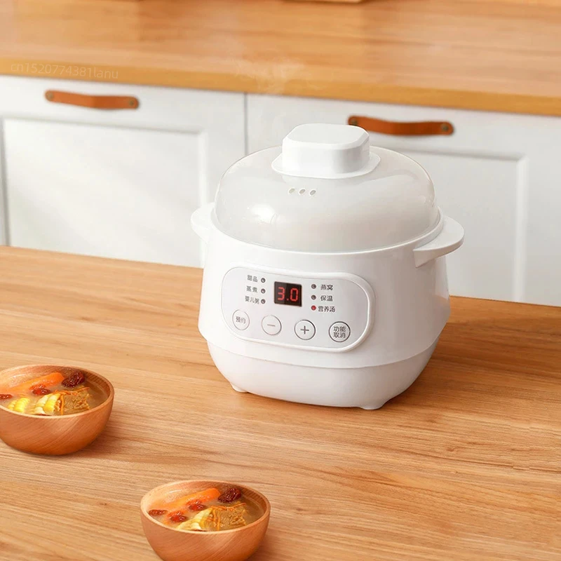 200W Electric Slow Cooker Food Steamer Stew Cup Multicooker Ceramic Pot Cubilose Stew Pregnant Tonic Baby Supplement Food Warmer 5