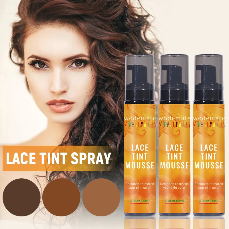 

Lace Tint Spray Waterproof Lace Tint Mousse Light Brown Styling Foam for Wig Quick Dry Wig Knots Healer For Toupees No Residue