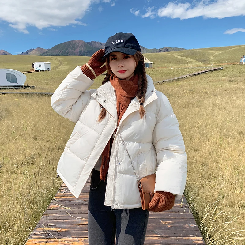 

Women Winter Black Padded Jackets Y2K Clothes Harajuku Stand Warm Down Coats Korean Loose Thicken Parkas Outerwear Female 2212