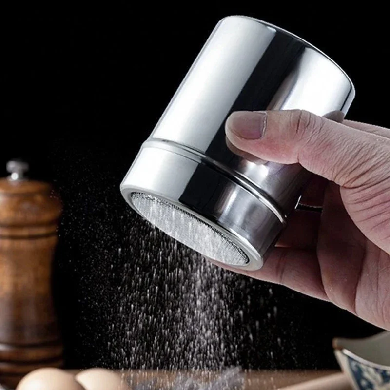 Stainless Steel Powder Sifter with Lid for Coffee, Cocoa, and Matcha