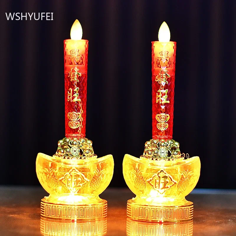 2pcsLEDSimulationFlameCandleLampBuddhistElectricCandleLight