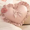 Lovely White Black Pink Heart Cushion Girl Room Decor Ruffled Love Heart Shape Sofa Cushion Pillow Kids Room Baby Shower Gifts 3