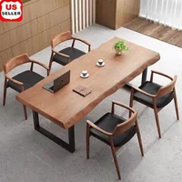 Solid Wood Office Desk Dining Table Handmade Multi Functional Easy Assembly Stylish Modern Farmhouse Design 1