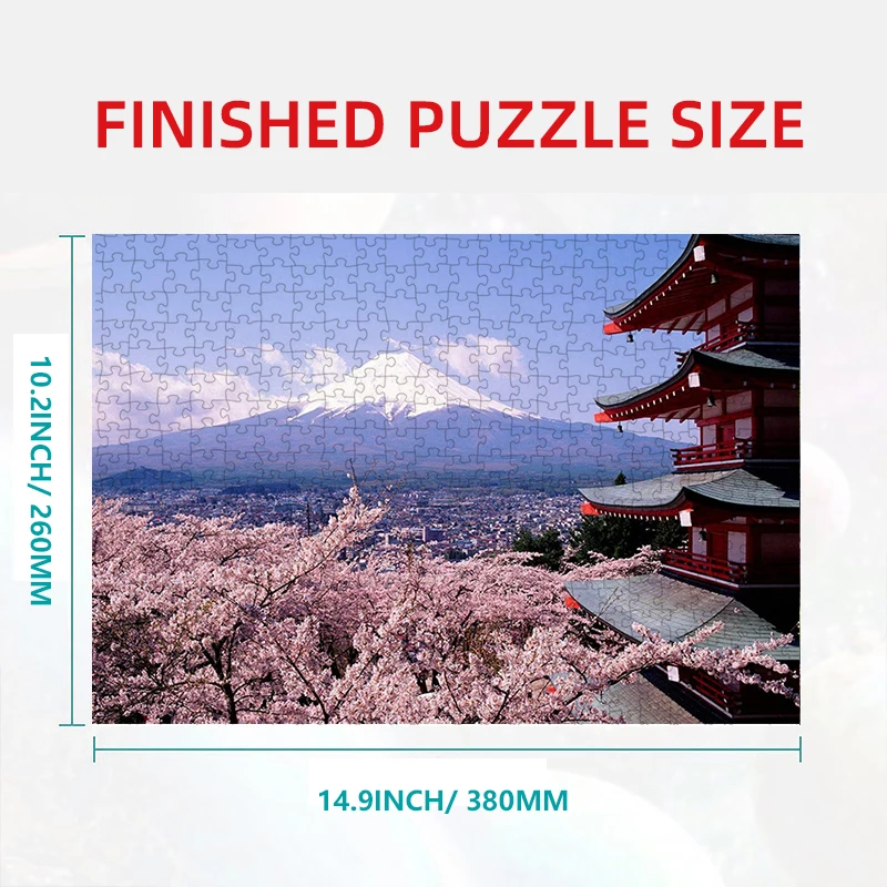 38*26cm Mini Adults 1000 Pcs Paper Jigsaw Puzzles Japan FUJI Mountain Beautiful Photo Landscape Home Decro Family Friends Gifts