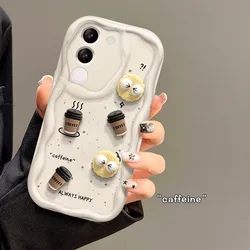 Chic 3D Coffee Cartoon Wave TPU Soft Phone Case for Samsung A02 (White1)