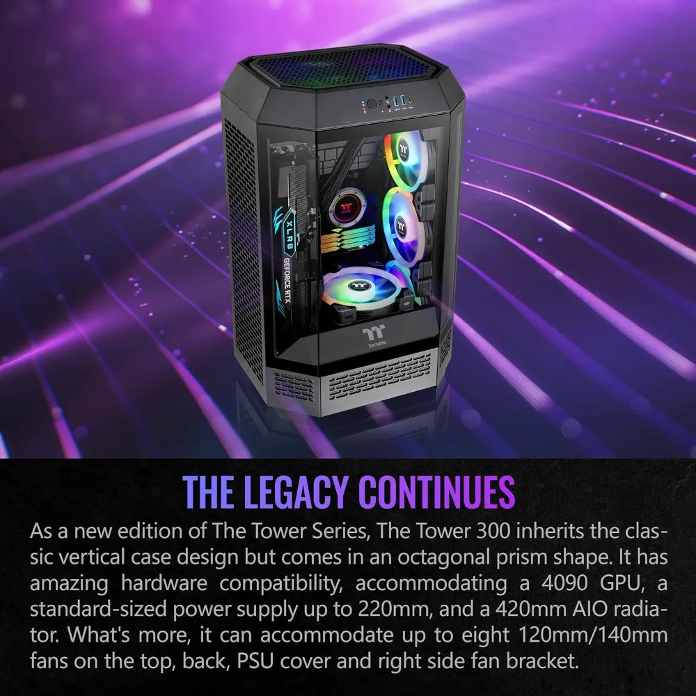 tower 300 black micro-atx case; 2x140mm ct fan included; support up to 420mm radiator; optional chassis stand kit allows horizo