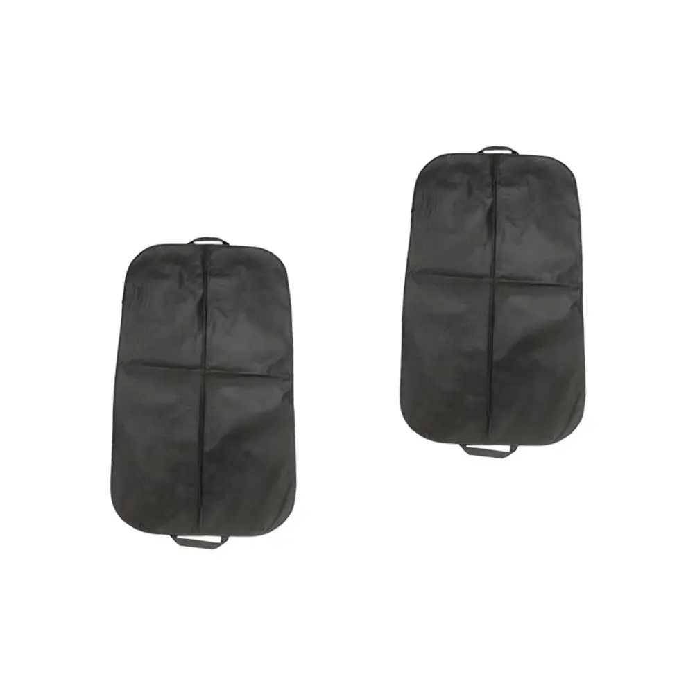 2Pcs 정장 방진 보관 가방 블랙 부직포 접이식 지퍼 클로저 여행 비즈니스 공 휴대용 교수형 파우치