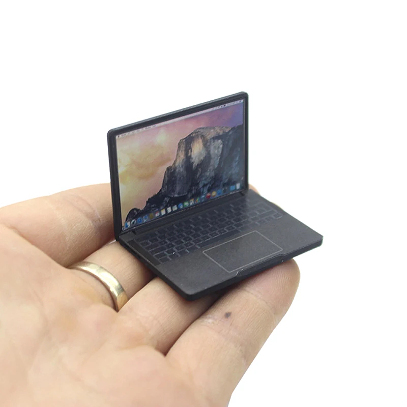 Kids 1:12 Simulation Mini Laptop Computer Dollhouse Miniature Alloy Crafts Dollhouse Decoration For Doll House DIY Accessories - 4