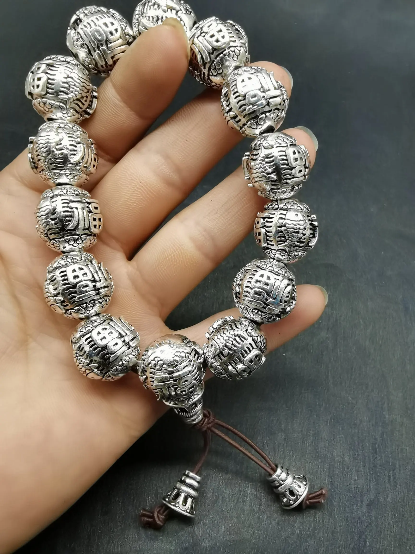 

China Elaborate Tibetan Silver Lucky “Auspicious”Bracelet/Necklace Metal Handicraft Decoration Home Decoration#6