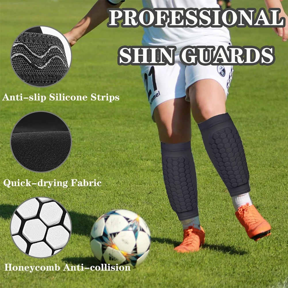 Aazon.co : Soccer Shin Guards, Shin Defender With Honeycob Copression Sleeves, Sports